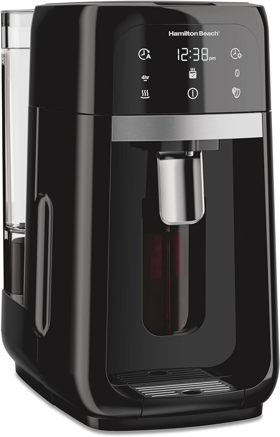 Hamilton Beach One Press Programmable Dispensing Drip Coffee Maker with 14 Cup Internal Brew Pot, Removable Water Reservoir, Black  Stainless Next Gen (47601)