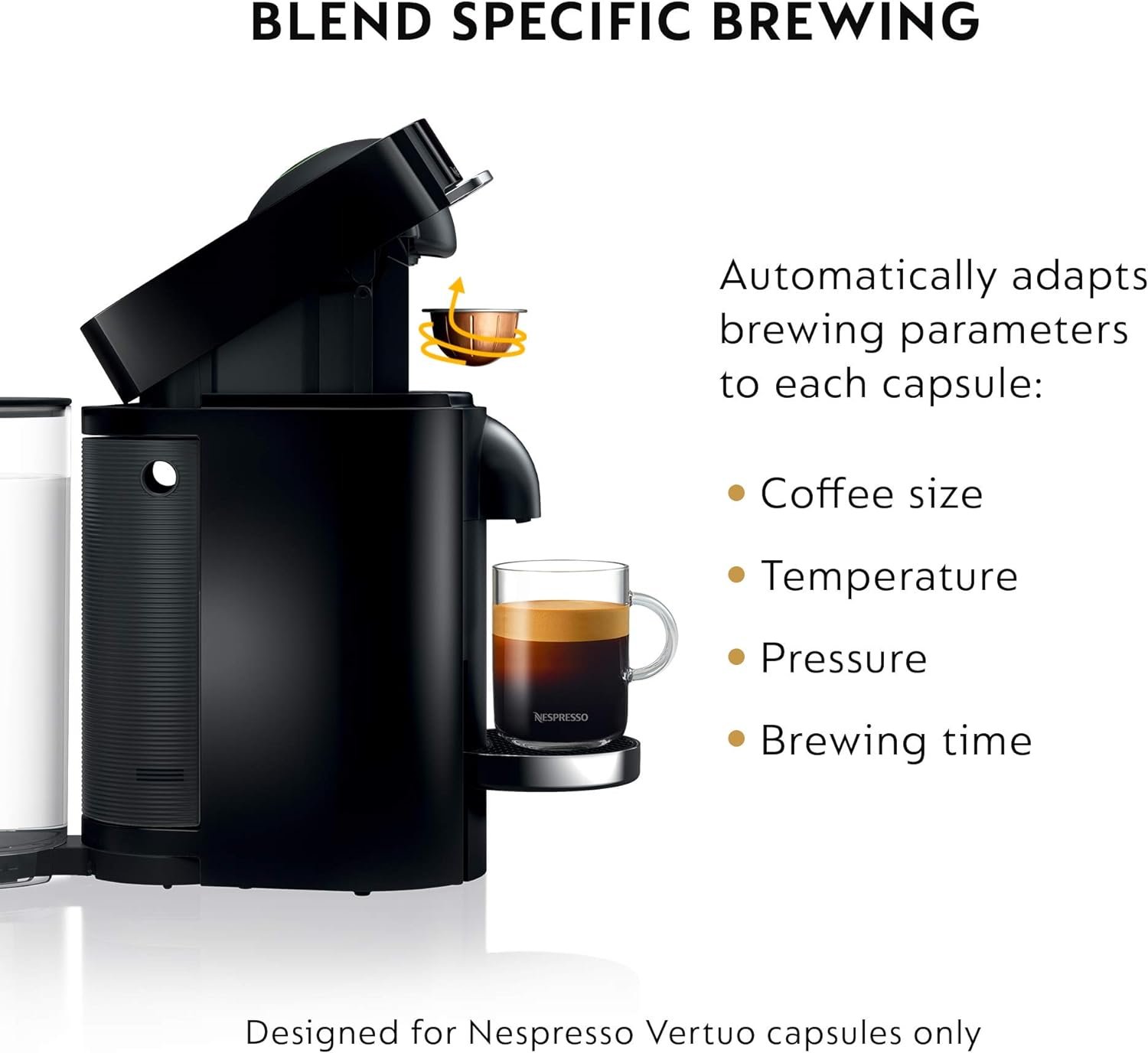 Nespresso VertuoPlus Deluxe Coffee and Espresso Machine by DeLonghi with Milk Frother, 4 Cups, Piano Black
