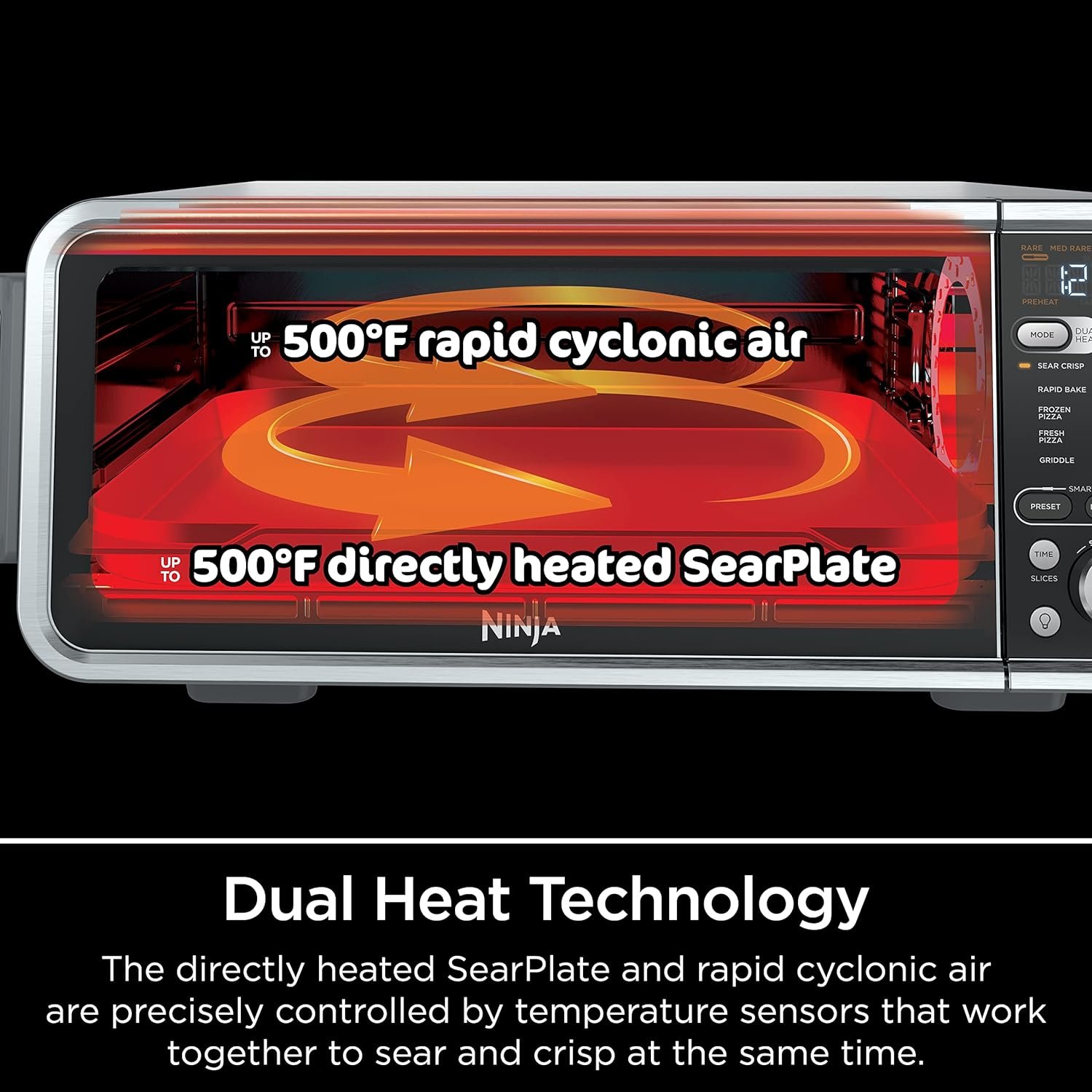 Ninja SP351 Foodi Smart 13-in-1 Dual Heat Air Fry Countertop Oven, Dehydrate, Reheat, Smart Thermometer, 1800-watts, Silver