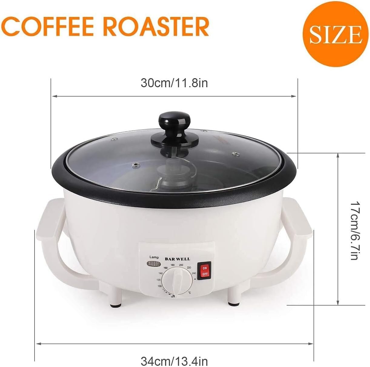 OKYUK Household Coffee Roaster 110V Electric Coffee Beans Roasting Baker Machine 750g Capacity Non-Stick Coating Baking Tools for Cafe Store Home