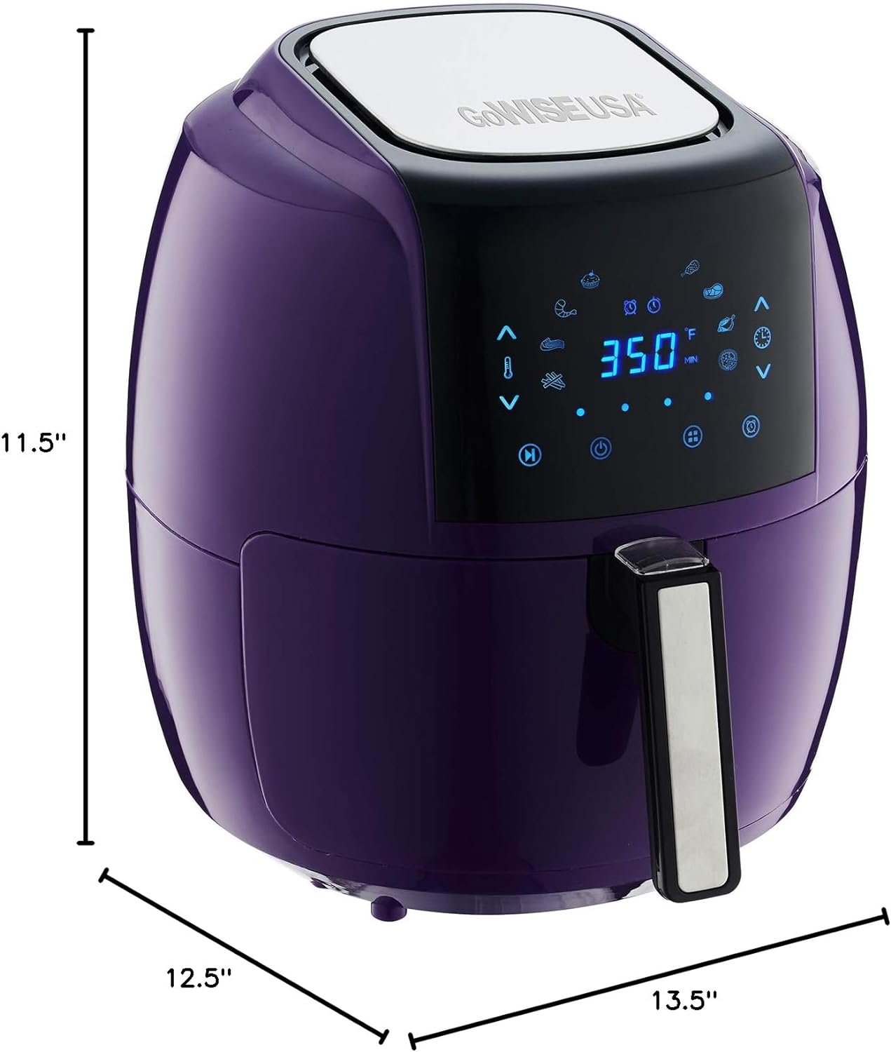 GoWISE USA 5.8-Quart Programmable 8-in-1 Air Fryer XL + Recipe Book (Plum)