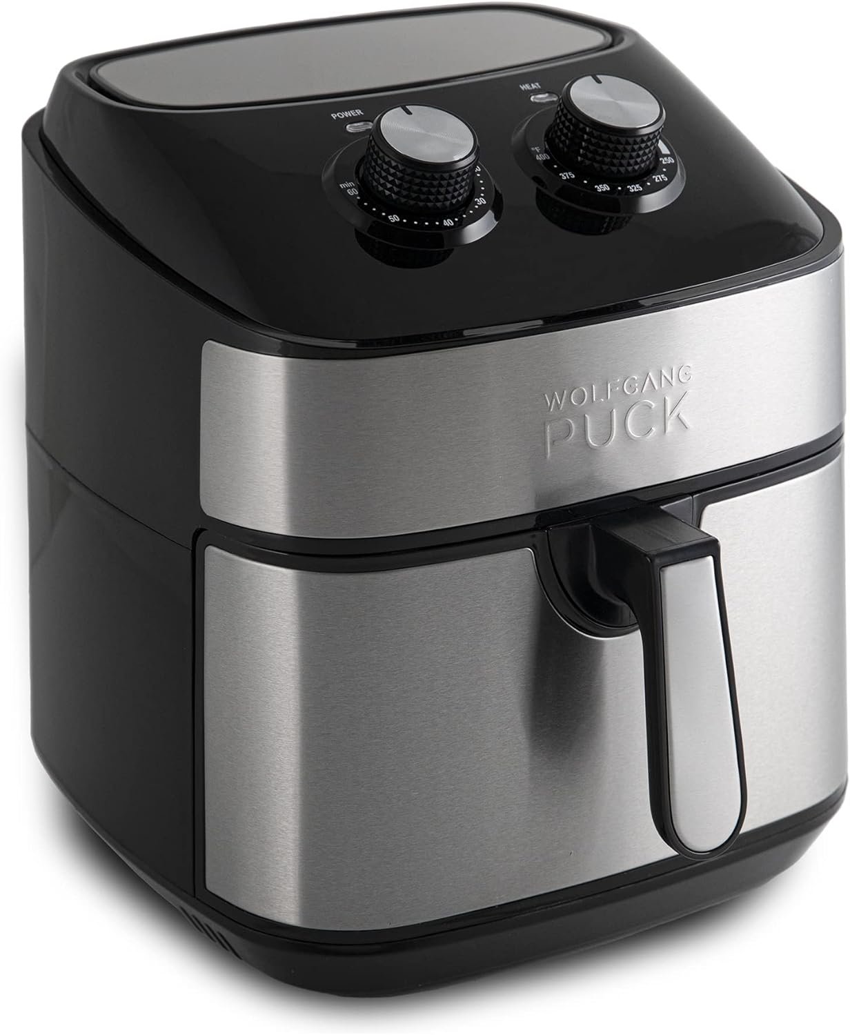 Wolfgang Puck 9.7QT Stainless Steel Air Fryer, Large Single Basket Design, Simple Dial Controls, Nonstick Interior, Includes Cooking Guide  Recipes